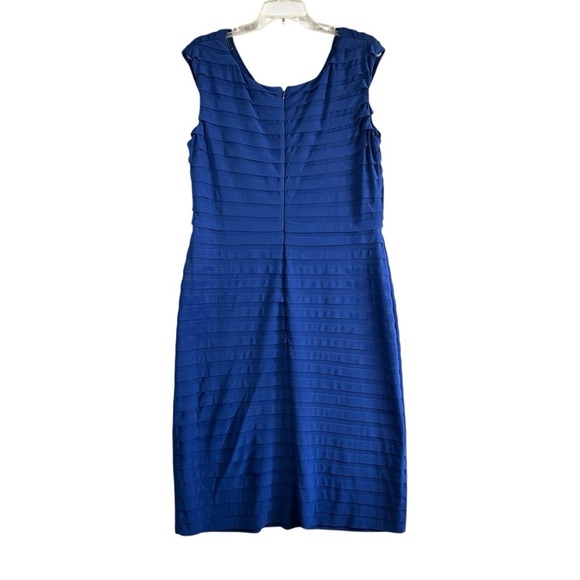 ADRIANNA PAPELL WOMAN Shutter Pleat Jersey Dress Electric Blue Size 16W - Picture 2 of 11